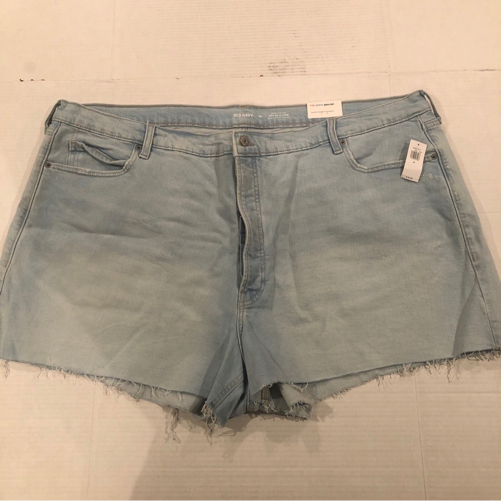 Old Navy Womens 28 High Rise Sky-Hi A-Line Secret Pockets Blue Denim Jean Shorts
